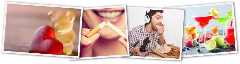 koláž fotek závislostí