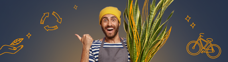 muž s rostlinou v ruce