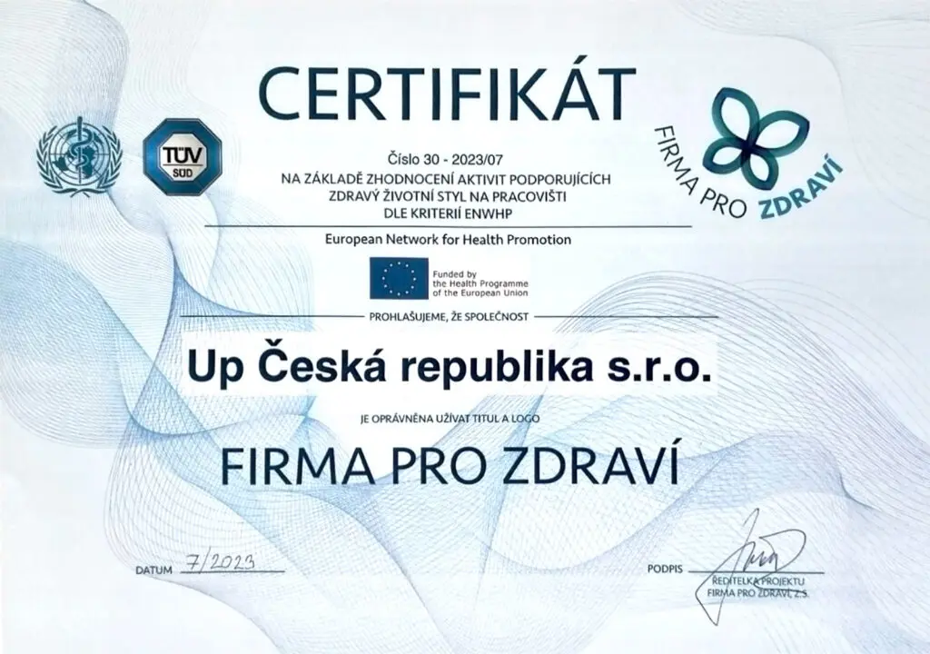 certifikát Firma pro zdraví